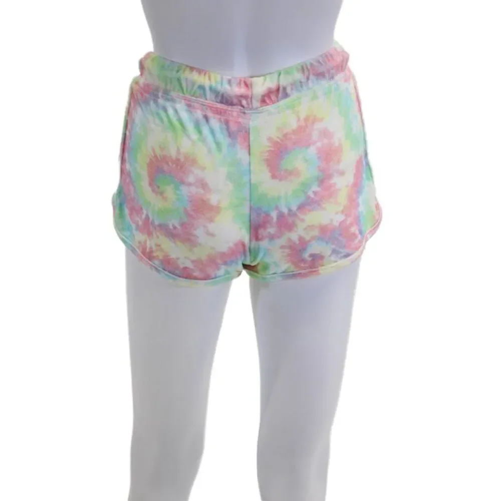 Emerson Road Womens Tie Dyed Terry Pajama Tank Top Shorts Set Multicolored XS